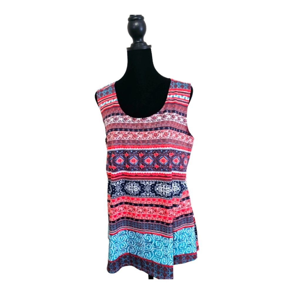 NEW DIRECTIONS Petite_ Women's Sleeveless Top Multi-color Print PXL